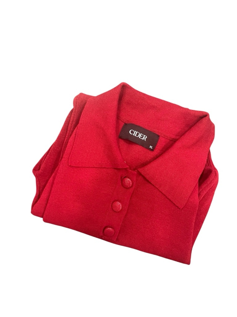 Cider Red V-Neck Collared Button Sweater